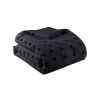 Full/Queen 3 Piece Pompom Microfiber Hypoallergenic Comforter Set in Black