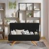 Mid-Century Modern Black Faux Leather End of Bed Storage Bench Ottoman