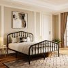 Full Size Vintage Farmhouse Spindle Black Metal Platform Bed
