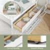 Full Size White Platform Bed Frame with 2 Storage Drawers