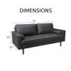 Ivory Upholstered Faux Leather Sofa w/ Pillows Solid Hardwood Legs