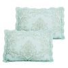 King size Light Blue Damask Embroidered 4 Piece Oversized Bedspread Set