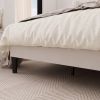 King size White Velvet Upholstered Platform Bed Frame with Wingback Headboard