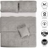 Queen size Ash Grey Damask Embroidered 4 Piece Oversized Bedspread Set