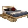 Queen size Solid Wood Platform Bed Frame with Slatted Headboard - Made in USA