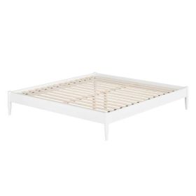 Queen Size Solid Hardwood Victorian Style White Platform Bed