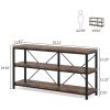 Industrial 55-inch Wood Shelf Console Sofa Table with Sturdy Black Metal Frame