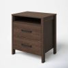 Modern 2-Drawer Nightstand Bedside Table in Brown Walnut Wood Finish