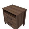 Modern 2-Drawer Nightstand Bedside Table in Brown Walnut Wood Finish