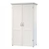 Drop Leaf Computer Desk Craft Table Armoire in White Wood Finish - Made in USA