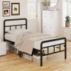 Twin Heavy Duty Metal Bed Frame with Headboard and Footboard in Black