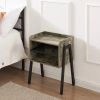 Modern Industrial Grey Wood Black Metal Side Table Nightstand End Table