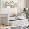 Twin Captains Bed with Pull Out Trundle and Storage Drawers in White Wood Finish