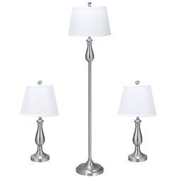3 pcs Brushed Nickel Lamp Set
