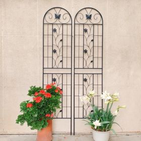 2 Pack Metal Garden Trellis 86.7" X 19.7" Rustproof Trellis For Climbing Plants Outdoor Flower Support Black (Option: Black)
