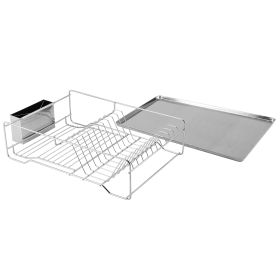 Dish Drying Rack Stainless Steel Dish Rack w/ Drainboard Cutlery Holder Kitchen Dish Organizer (Option: DishRac)